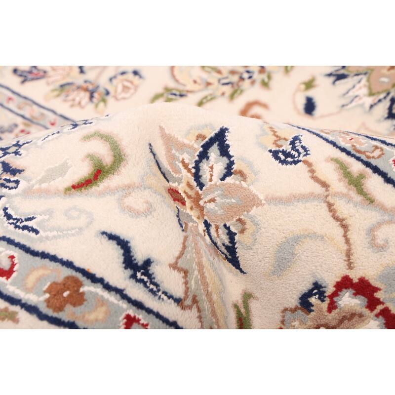 ECARPETGALLERY Hand-knotted Nain Cream Viscose, Wool Rug - 9'9 x 9'10