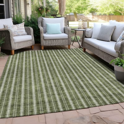 Machine Washable Indoor/ Outdoor Chantille Stripe Twist Rug