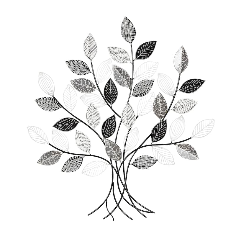 Metal Tree Wall Decor with Various Patterned Leaves - Black - Roche River Decor