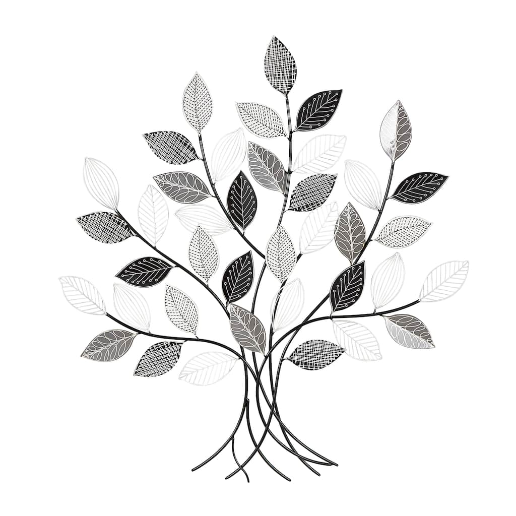 Metal Tree Wall Decor with Various Patterned Leaves - Black - Roche River Decor