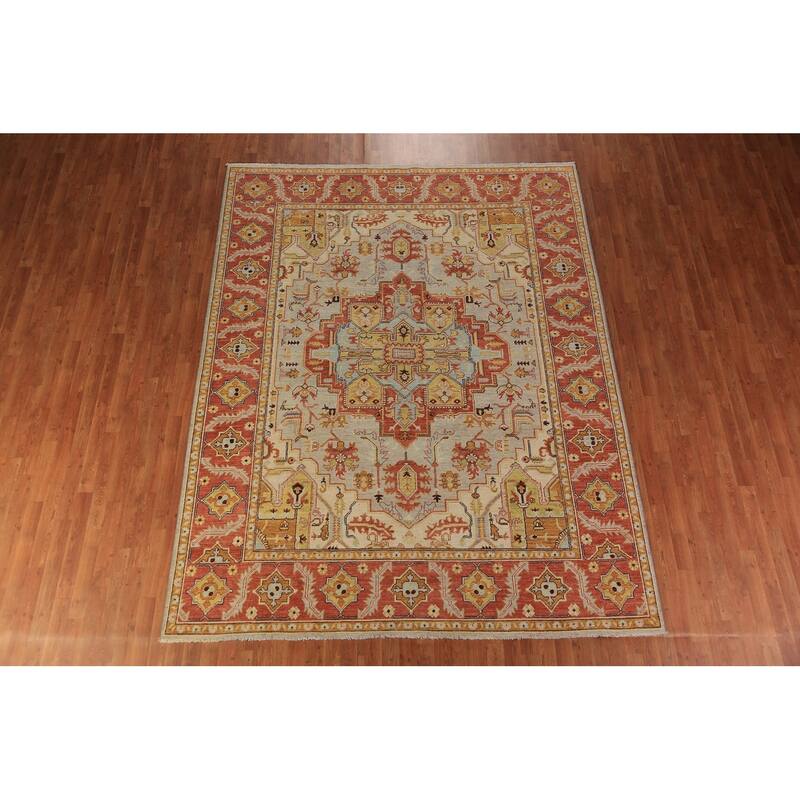 Heriz Serapi Vegetable Dye Area Rug Handmade Wool Carpet - 8'0"x 10'2"