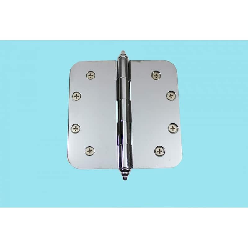 Chrome Plated Brass Cabinet Door Hinge 5 x 5" Kitchen Cabinet Hinge with Stainless Steel Radius Decor Tip Pins Renovators Supply