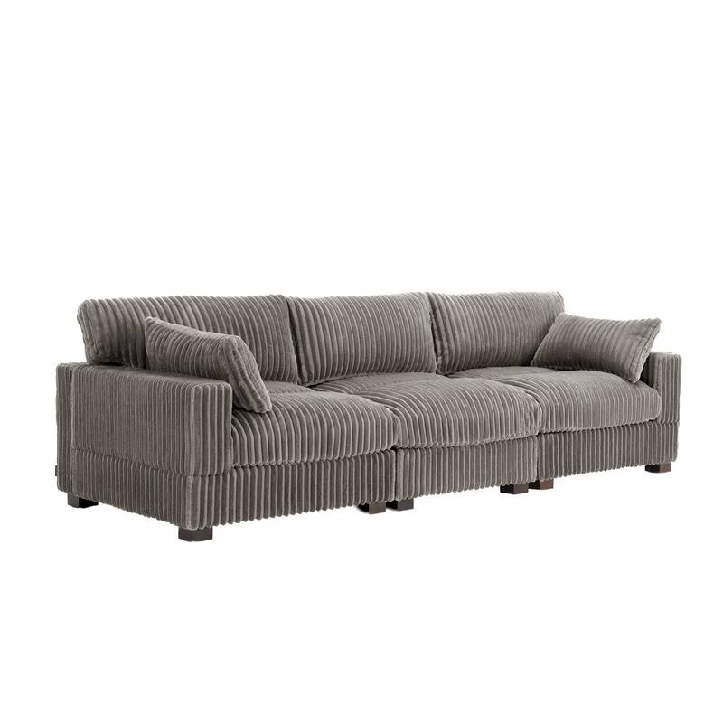 Plush Flannel Modular Sectional Sofa for Living Room