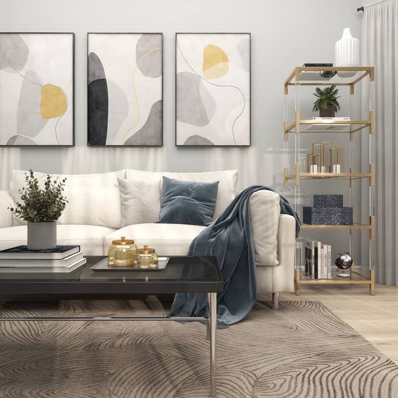 CosmoLiving by Cosmopolitan Gold Glass Living Room Decorative Jars with Metal Lids (Set of 2)