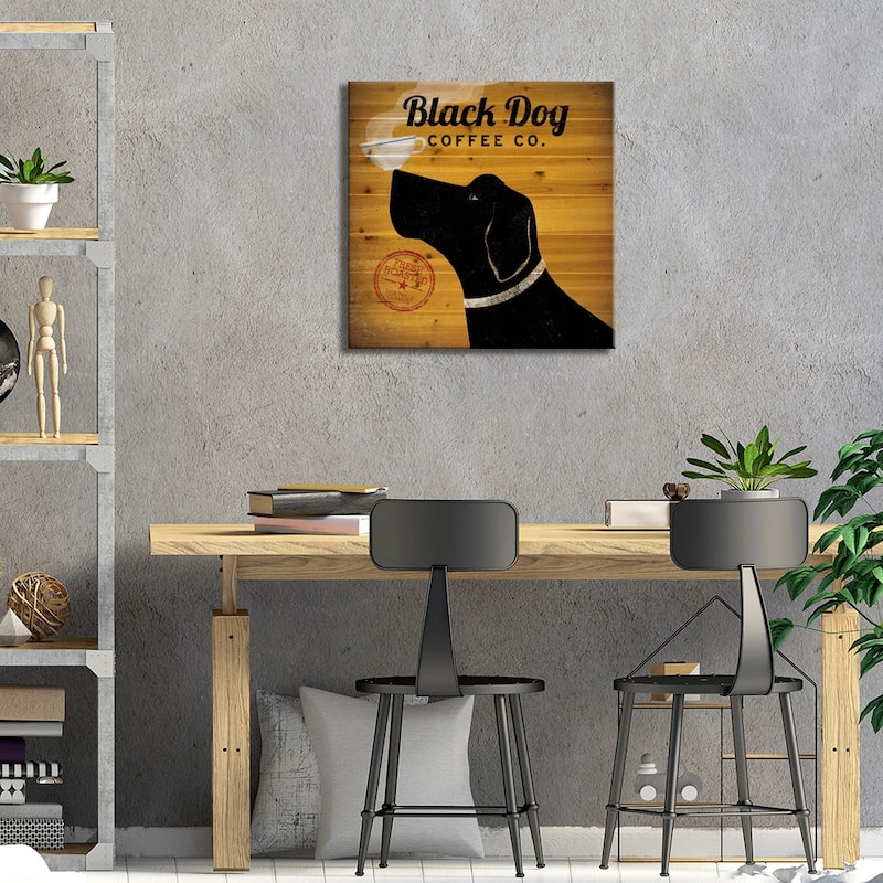 Black Dog Coffee Co. Print On Wood by Ryan Fowler - Multi-Color