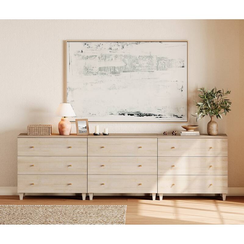 Wood Dresser with 3 Wide Drawers for Bedroom, Kids Room