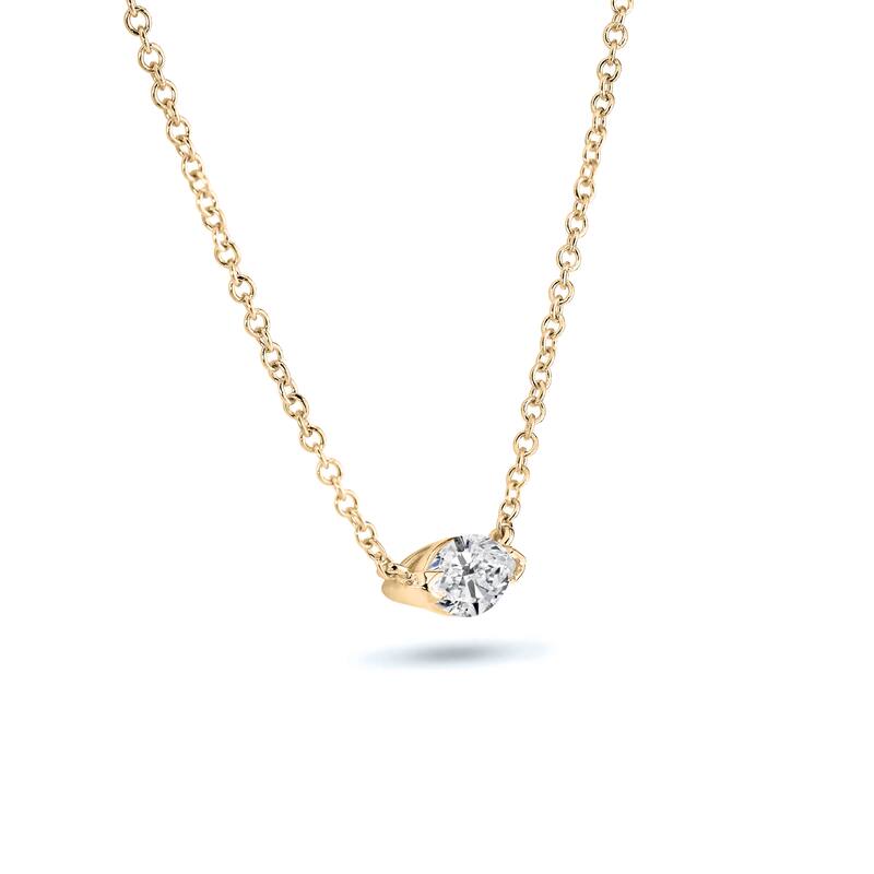 Auriya 14k Gold 1/3ct Marquise-Cut Diamond East-West Solitaire Pendant Necklace