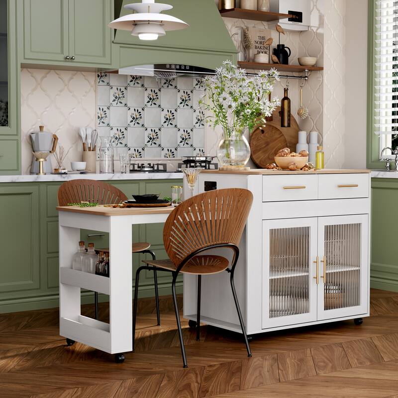 71'' Kitchen Island with Extendable Table