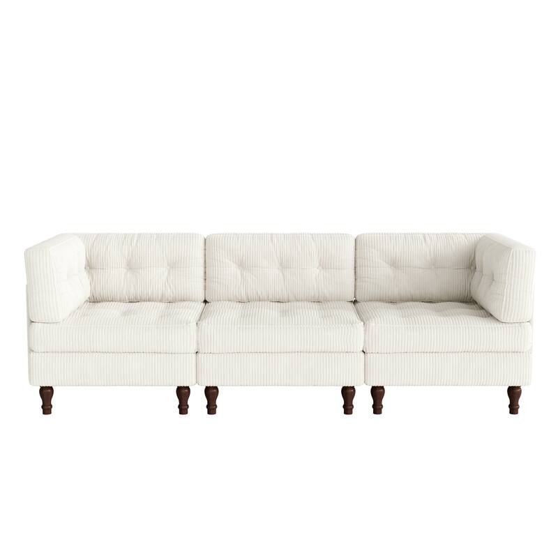 Oversized Modular Sectional Corduroy Fabric Tufted Sofa