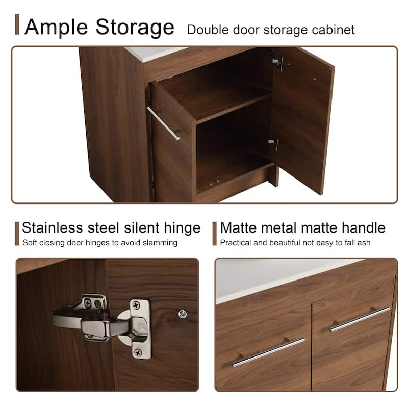 Malwee 24"/36"/48"/60" FreeStanding Bathroom Vanity, Floor Stand Bathroom Vanity with Ceramic Sink,Soft Close Door and Shelf