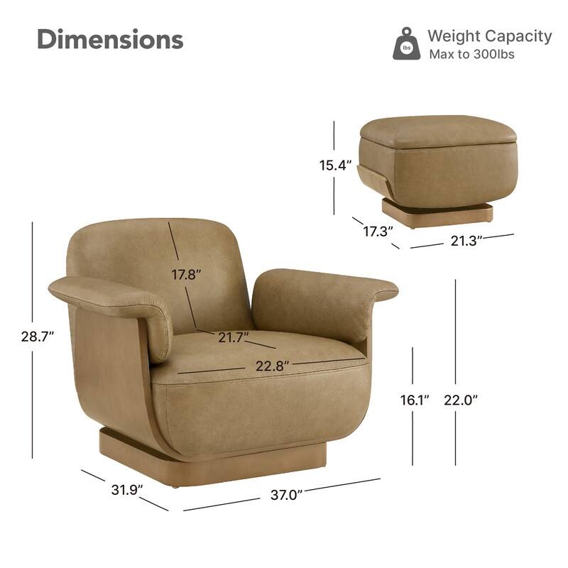 Spruce & Spring Modern Rounded Swivel Accent Chair & Storage Ottoman Set Living Room Set