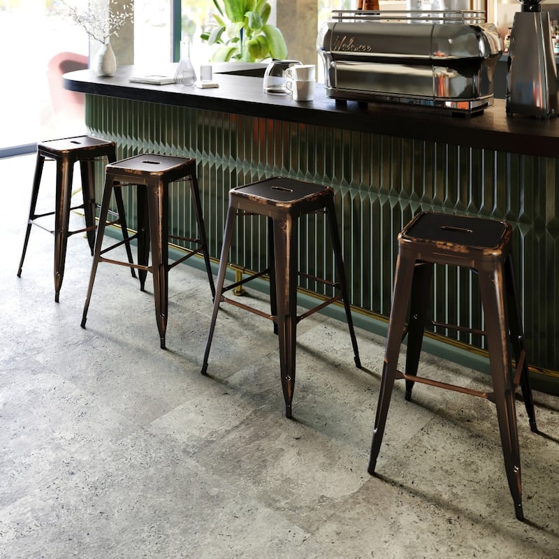4 Pack 30"H Backless Distressed Metal Indoor-Outdoor Barstool