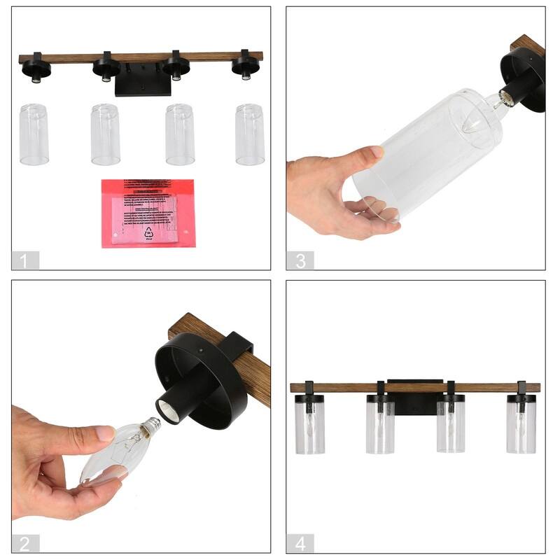 Fora Modern Farmhouse Glass Bathroom Vanity Light Dimmable Wall Sconce