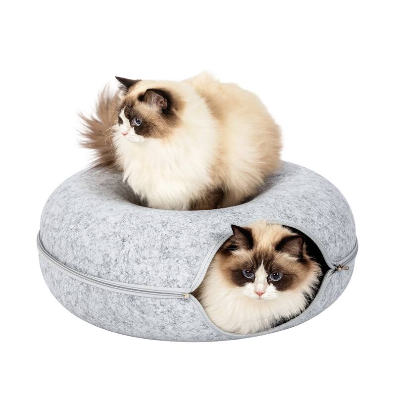 Adeco Cat Tunnel Bed with Ventilated Window for Indoor Cats