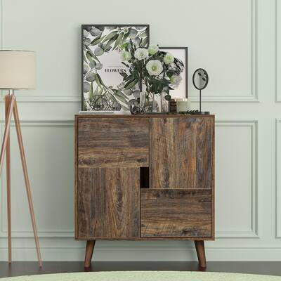 Espresso Distressed Wood Buffet Sideboard