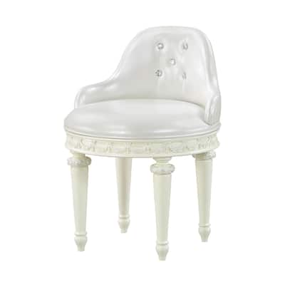 PU Upholstered Vanity Chair with Swivel in Ivory and Pearl White