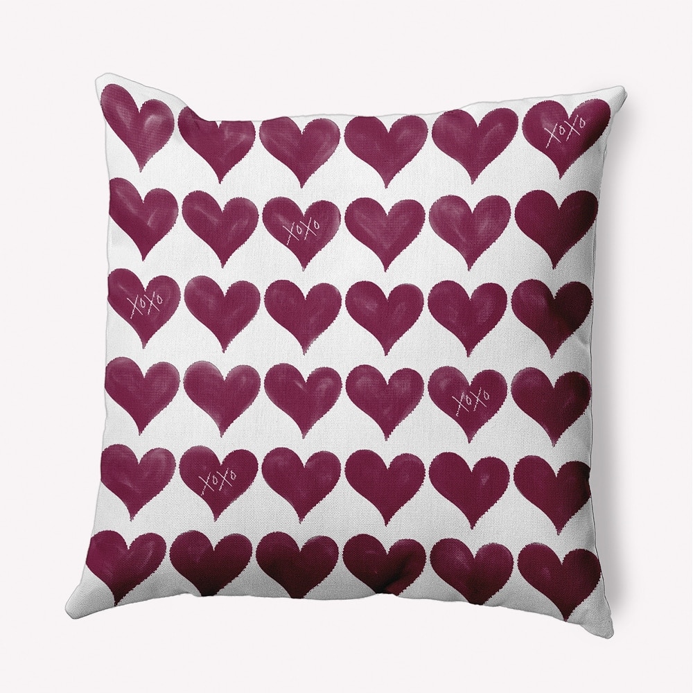 XOXO Colored Hearts Valentine's Day Decorative Indoor Pillow