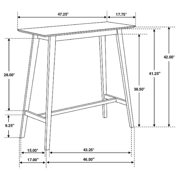 Finnick Rectangular 47-inch Pub Height Bar Table Walnut
