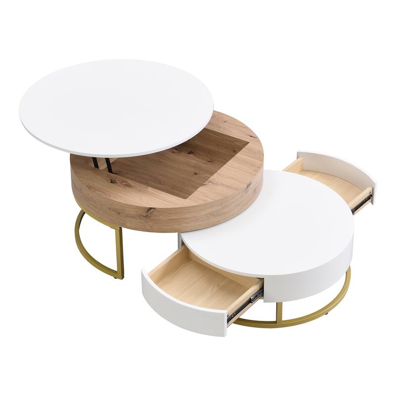 Modern Round Lift top Nesting Coffee Tables