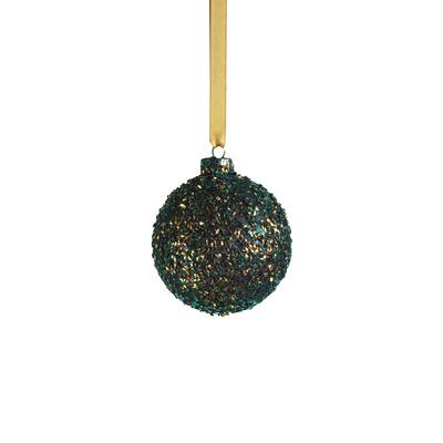 Textured 3.25" Green Glass Ball Ornaments, Set of 6