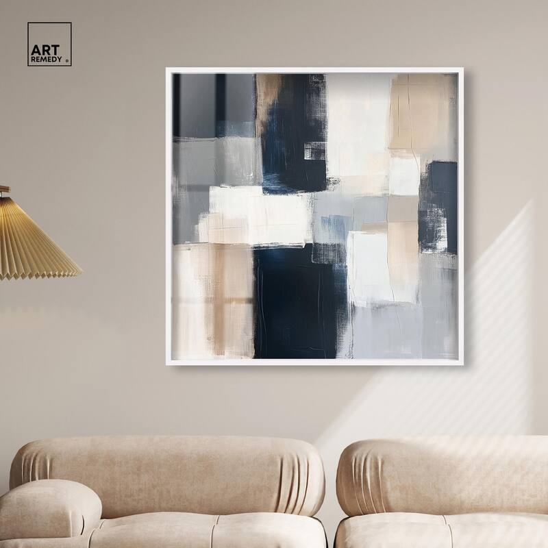 Blue and Tan Abstraction I Shadowbox by Art Remedy