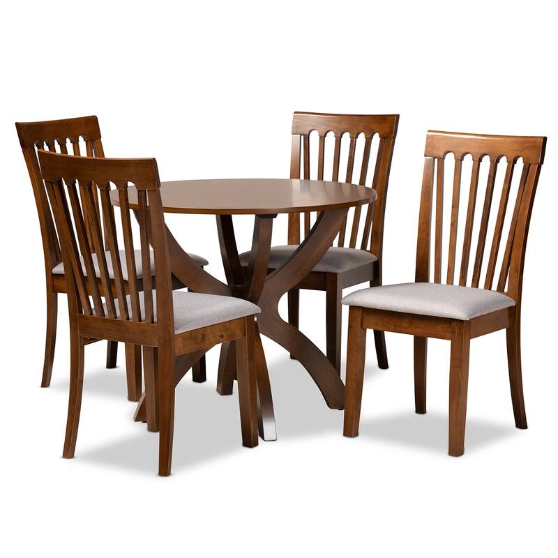 Bailey Modern and Contemporary 5-Piece Dining Set - Grey/Walnut Brown