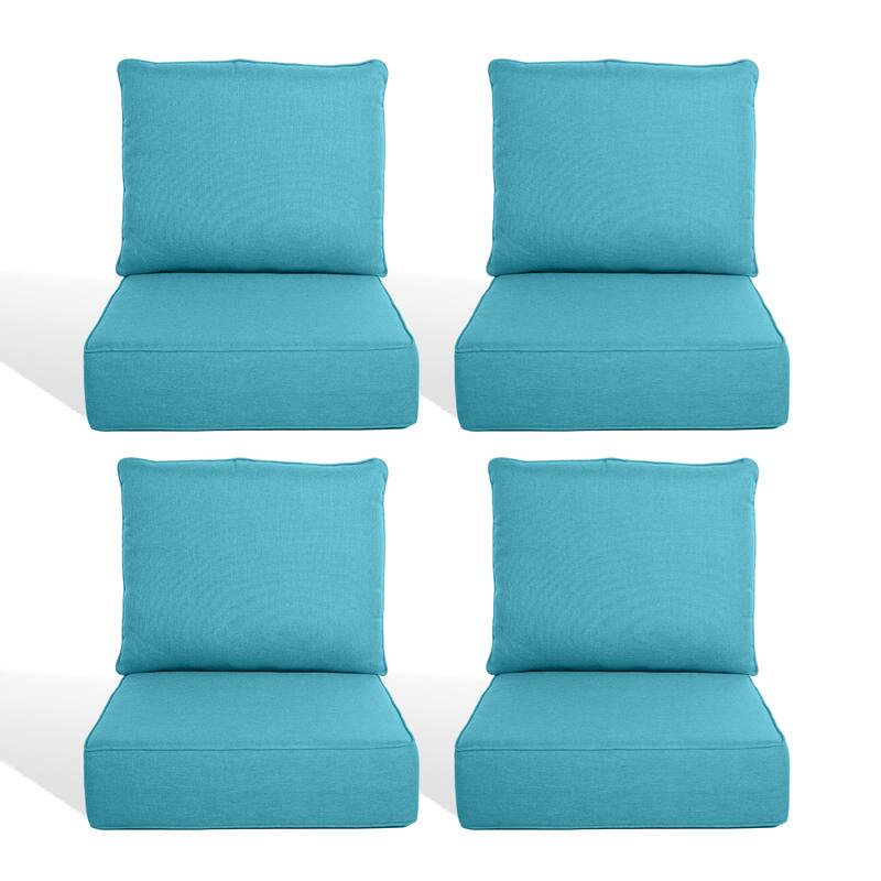 Pocassy 22"x24"x6" Thick Cushions Pillows Indoor & Outdoor Cushion - 4 Set Seat & Back Cushion - Light Blue Cushion