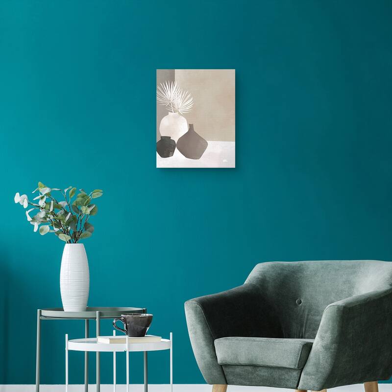 Palmettos & Pots (grey) Canvas Art Print