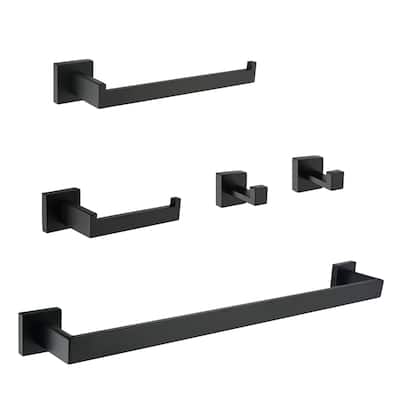 5 Piece Bathroom Hardware Set Wall Mount Bathroom Towel Holder Bar Set Bathroom Fixtures 304 Stainless Steel Bath Accessories