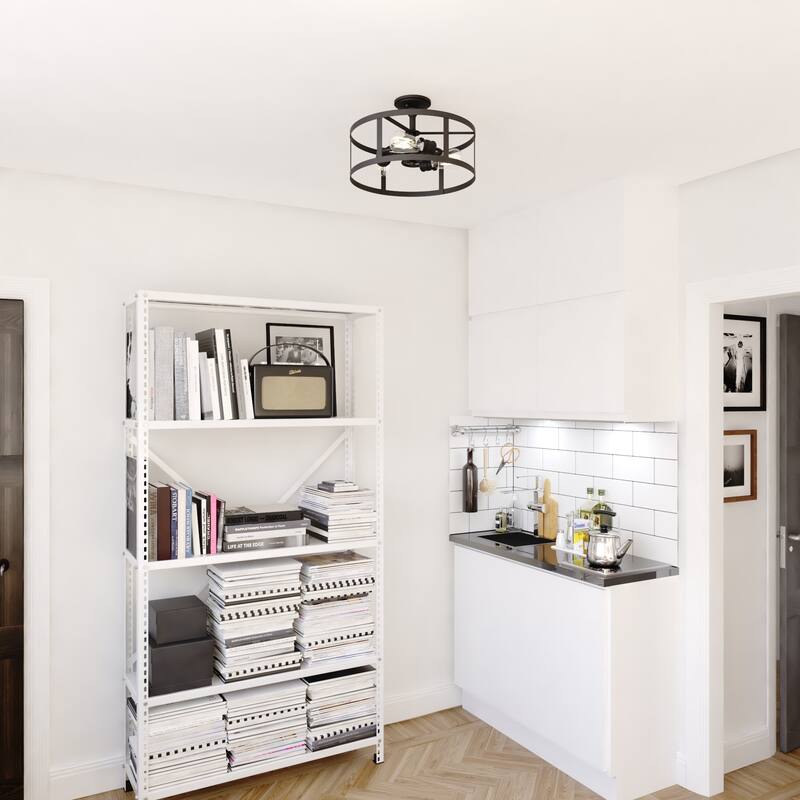 Bellevue VXCF67045 Norkal 3 Light 15" Wide Semi-Flush Drum Ceiling