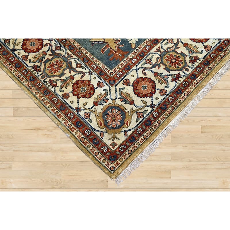 LoomBloom Hand Knotted Traditional Oushak Wool Area Rug, Gold - 7' 9'' x 9' 10''