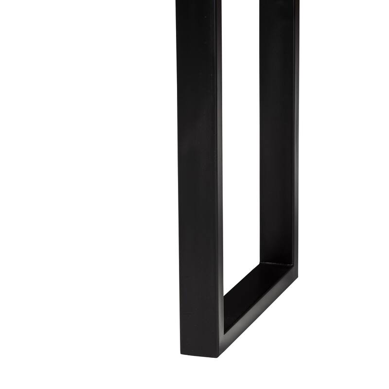 Apio Wood Epoxy Resin Console Table with Glass Inlay - Rectangular Live Edge Teak Wood Accent Table with Black Metal Base