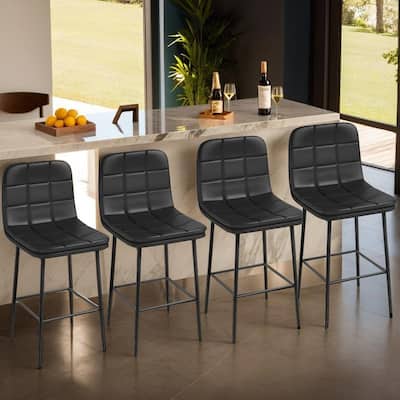 Metal Upholstered Bar Stools (Set of 4)