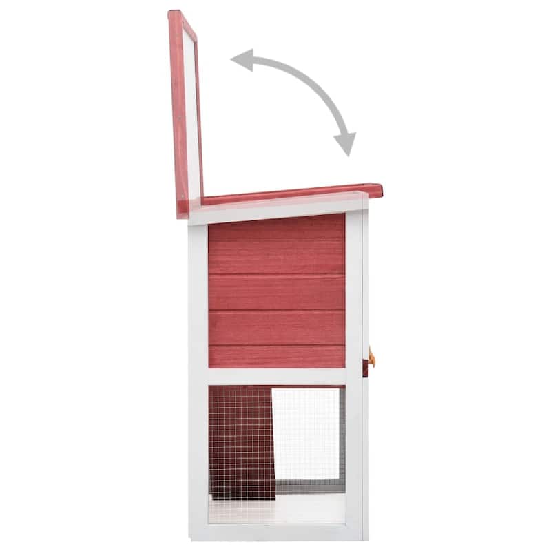 vidaXL Outdoor Rabbit Hutch 1 Door Red Wood - 35.4"x17.7"x31.5"