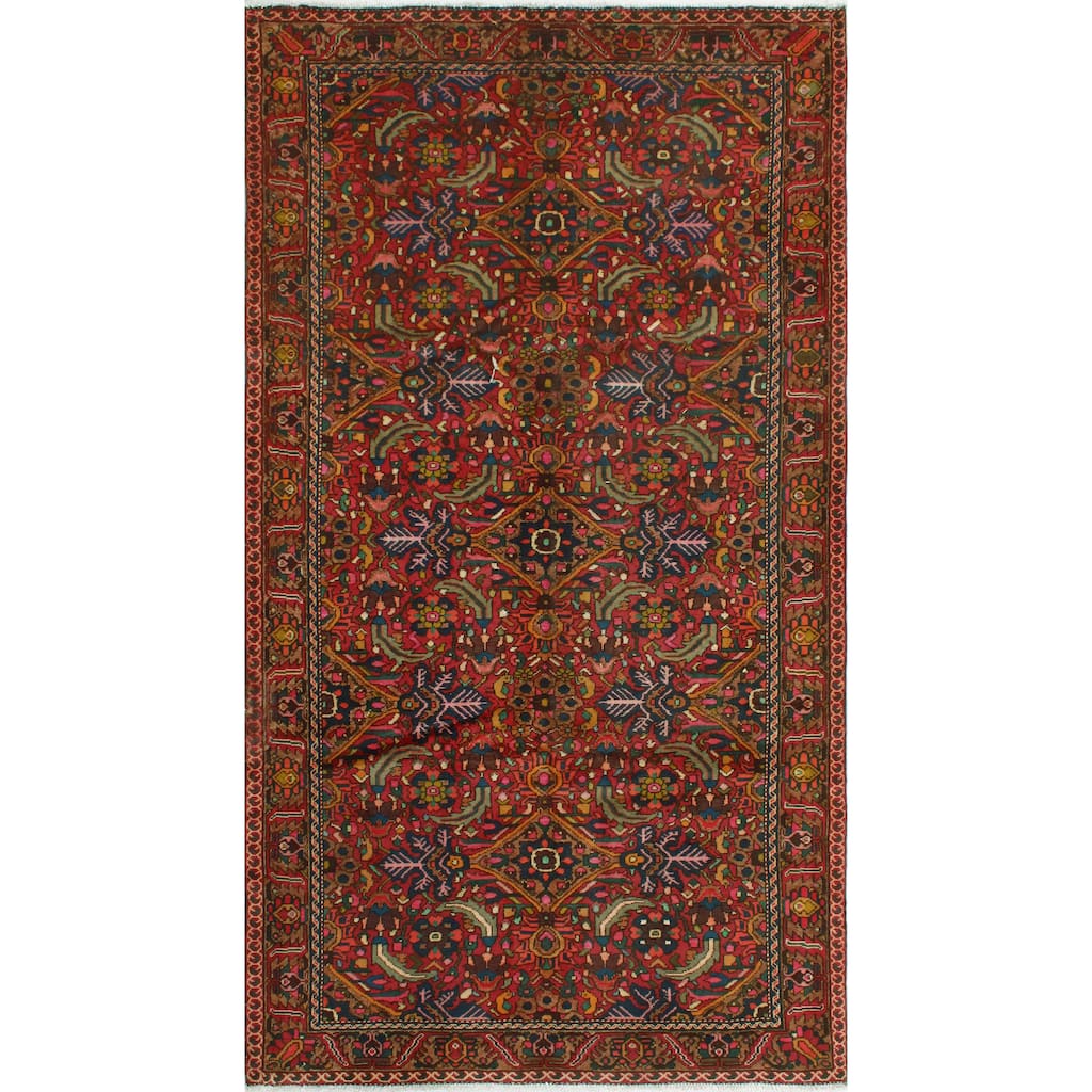 Fine Vintage Distressed Terrell Red/Navy Rug - 5'5" x 9'10"