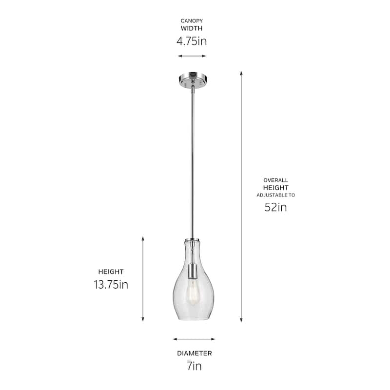 Kichler Lighting Everly 1-Light Bell Pendant Light with Seeded Glass