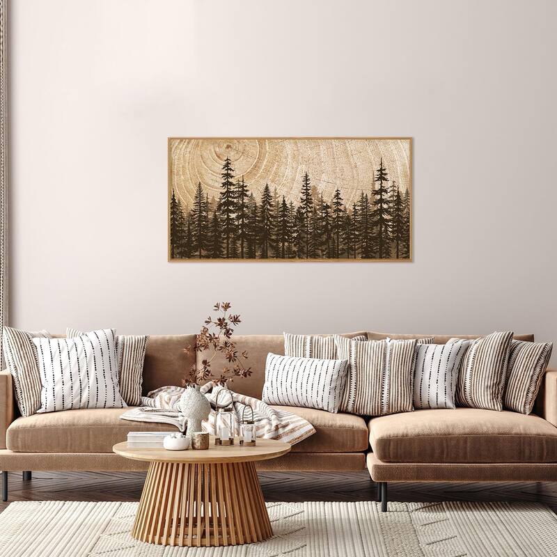 Natural Woodland Landscape Wall Decor, Large Retro Forest Painting