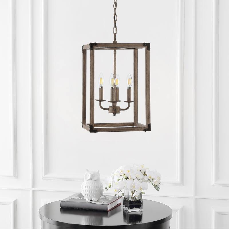 Gabrielle 4-Light Adjustable Iron Rustic Farmhouse LED Pendant, by JONATHAN Y