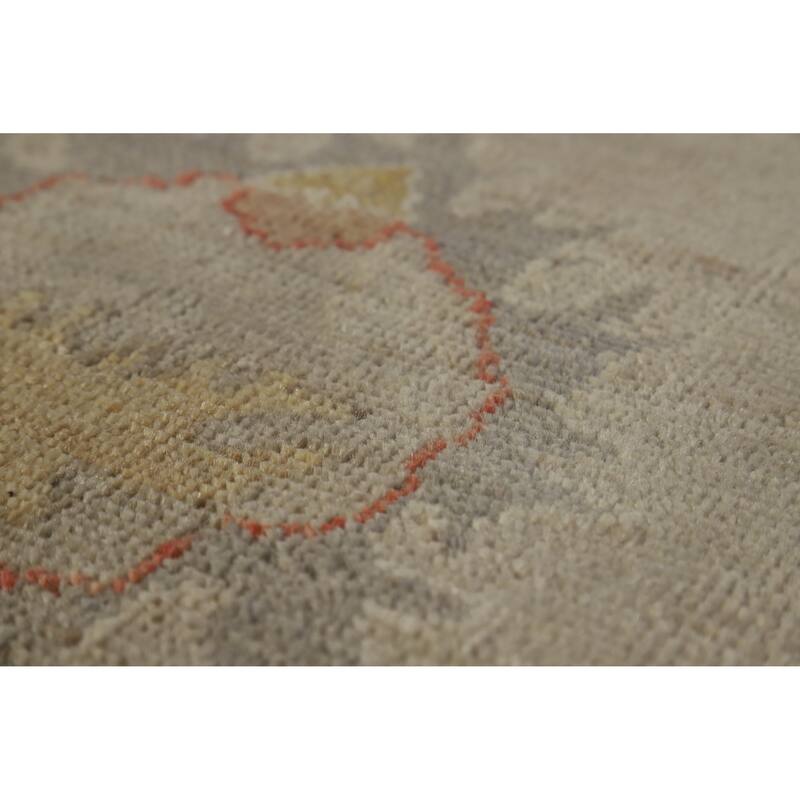 Hand Knotted Oriental 100% Wool Carpet Transitional All-Over Beige & Ivories Oushak Area Rug - 8' 10'' X 5' 10''