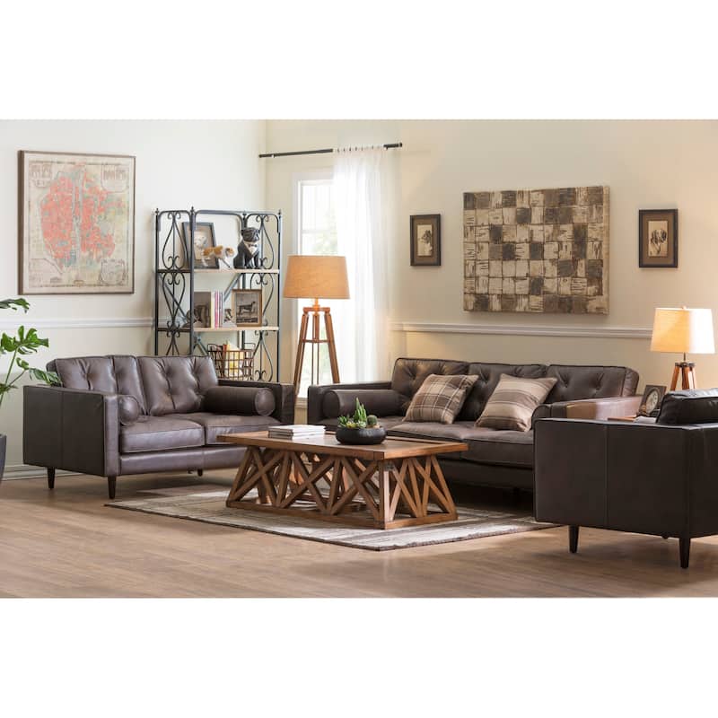 Wood Floor Lamp with Linen Drum Shade