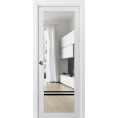 French Pocket Door 18x80 Lucia 2666 White Silk Kit Trims Rail