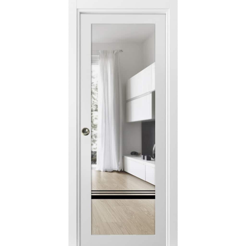 French Pocket Door 18x80 Lucia 2666 White Silk Kit Trims Rail