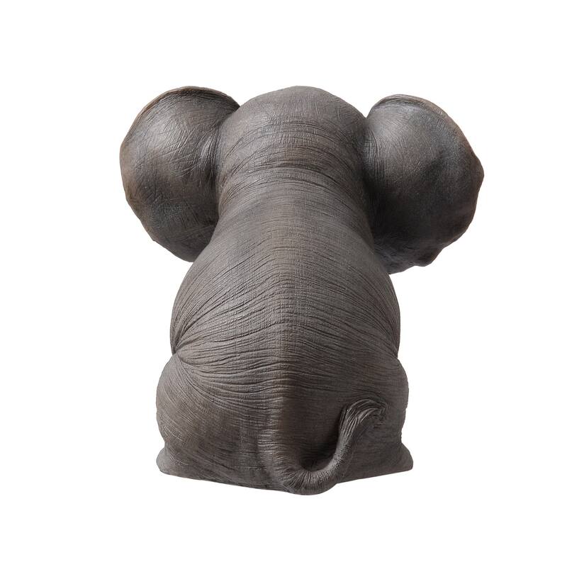 Trunk Up Baby Elephant Outdoor Garden Statue - 8.5"