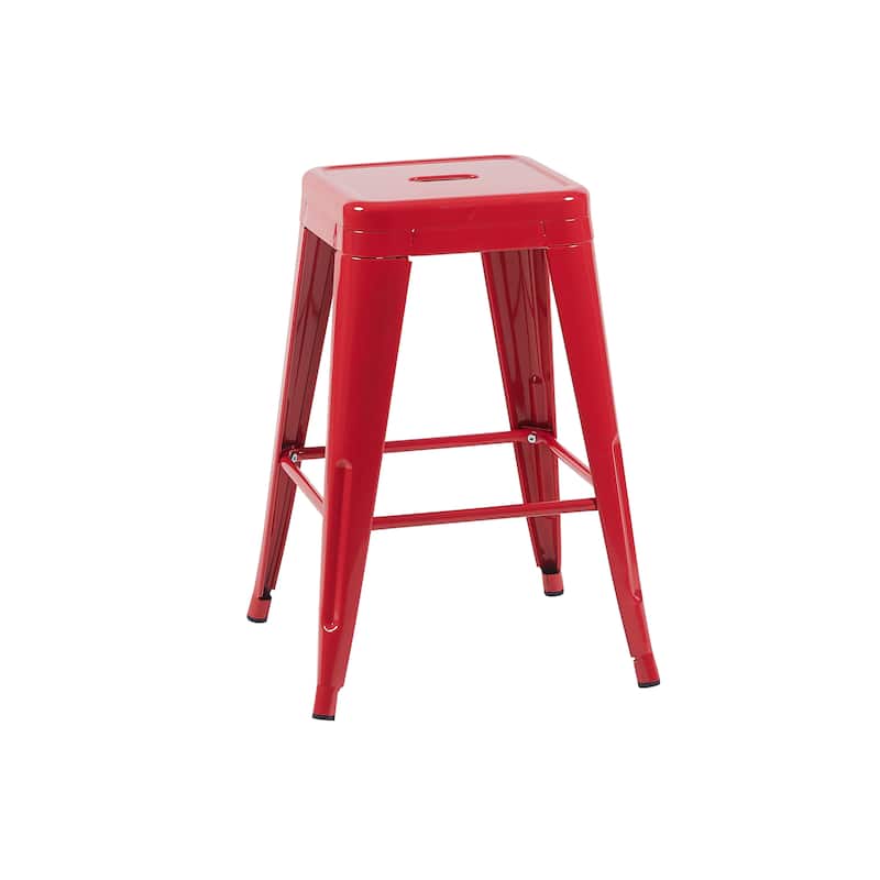 AC Pacific 24 Inch Industrial Stackable Metal Counter Stools Set of 2