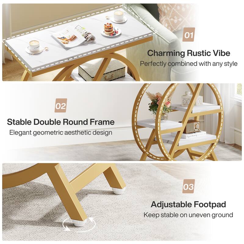 End Table Set of 2, 3-tier Narrow Side Table with Storage for Living Room - 11.8" D x 25.59" W x 26.18" H