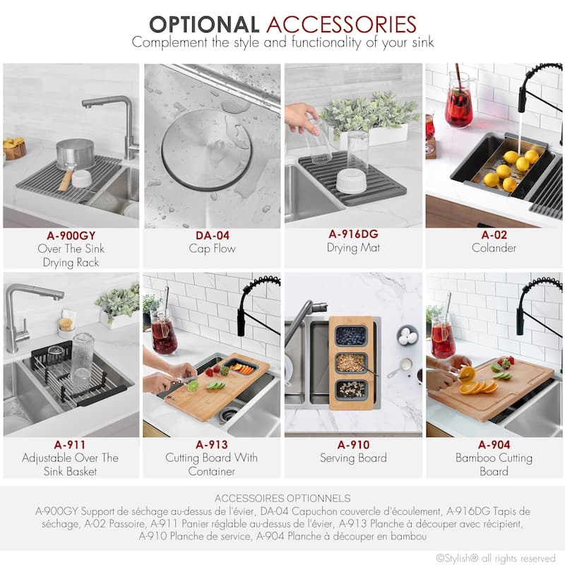 Stylish Dual Mount 31" Stainless Steel Double-Bowl Kitchen Sink S-401G