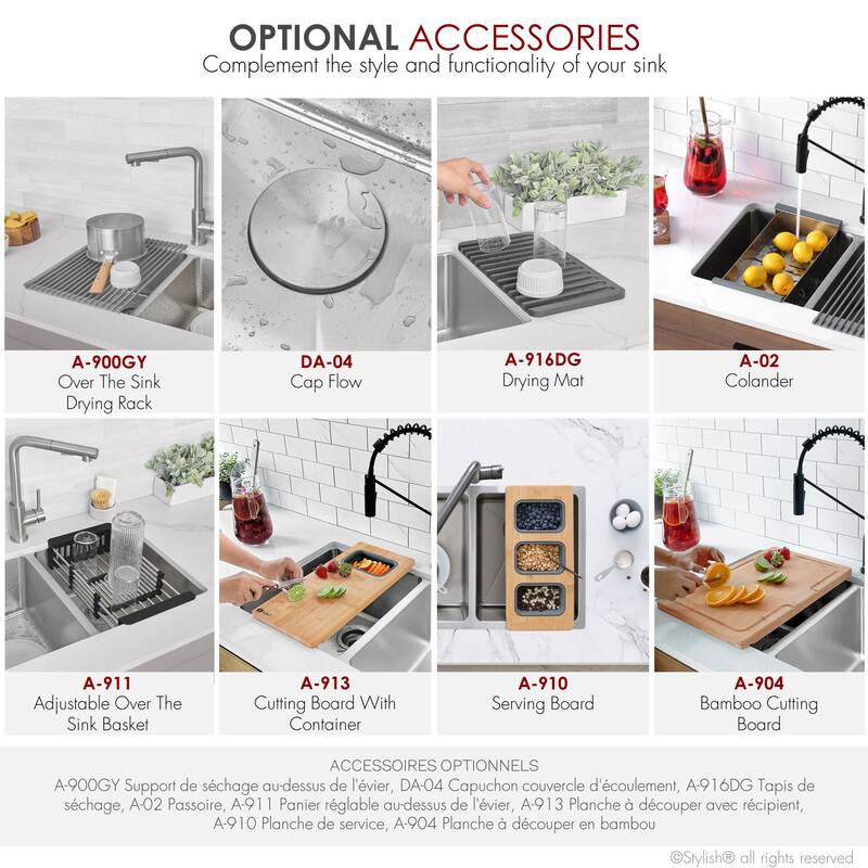 Stylish Dual Mount 31" Stainless Steel Double-Bowl Kitchen Sink S-401G