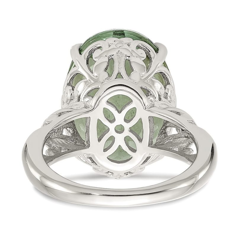 Curata 925 Sterling Silver Polished Prong set With 14k Green Quartz Ring