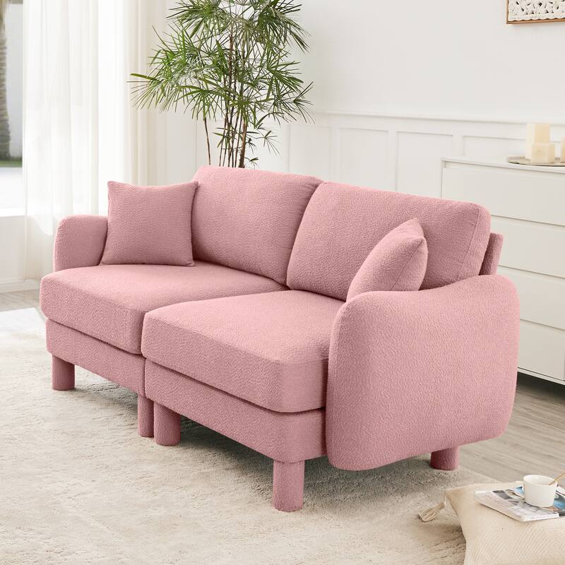 Distinctive Sofa Couch with Shell-Shaped Armrests, 2-seater Loveseat Couch Sofa Couch with Wood Frame