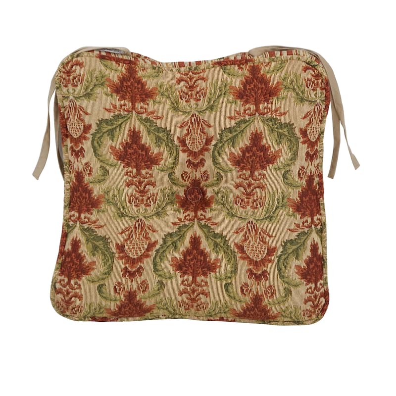 17-inch Floral Tapestry Square Tufted Corded Dining Chair Cushions (Set of 2, 4, or 6) - 17 x 17
